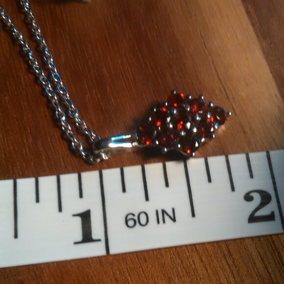 Mozambique Garnet Stainless Steel Pendant Necklace - Picture 2 of 7